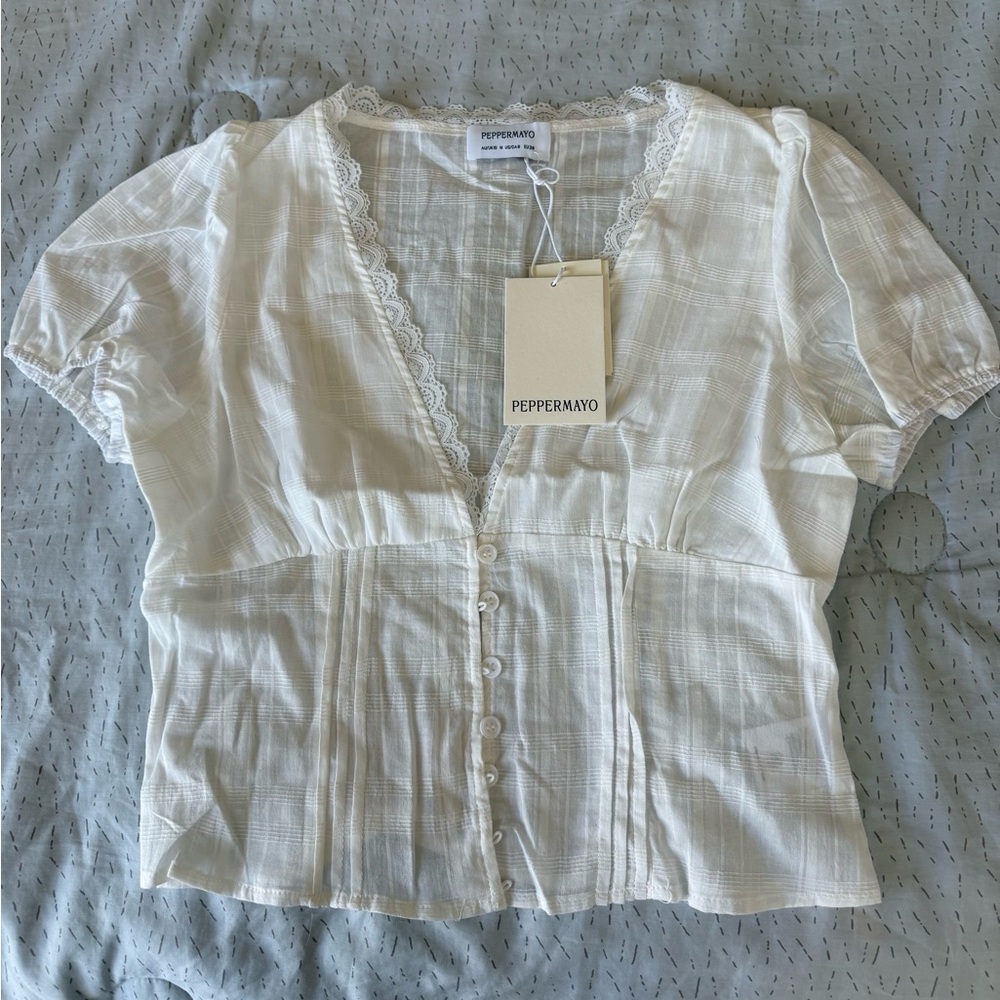 Peppermayo Exclusive - Sweet Lullaby Button Up Shirt - White - Picture 2 of 4